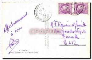 Postcard Old Paris Pont Alexandre III and the Eiffel Tower