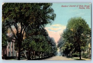 Racine Wisconsin Postcard Resident District Main Street Exterior c1912 Vintage