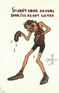 C-1910 Beat up boxer Sports Comic Humor Crosby Postcard 22-4033