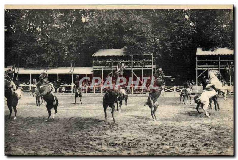 Old Postcard Saumur Horse Equestrian Riding School Carousel bows