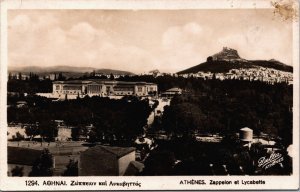 Greece Athens Zappeion and Lycabette Vintage RPPC C158