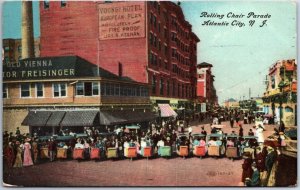 VINTAGE POSTCARD THE ROLLING CHAIR PARADE AT ATLANTIC CITY N.J. 1909