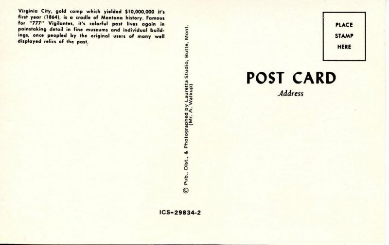 MT - Virginia City, Bird's Eye View