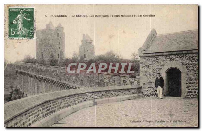 Old Postcard Fougers Chateau Les Remparts All Melusine and Goblins