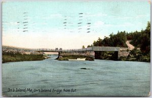 1911 Orr's Island Maine ME Island Bridge From Gut Forest Trees Posted Postcard