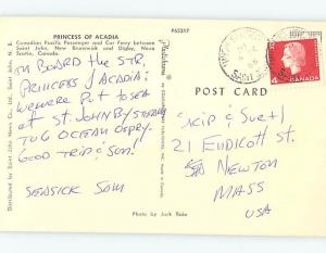 Pre-1980 NAMED BOAT Postmarked St. John New Brunswick NB hp8129