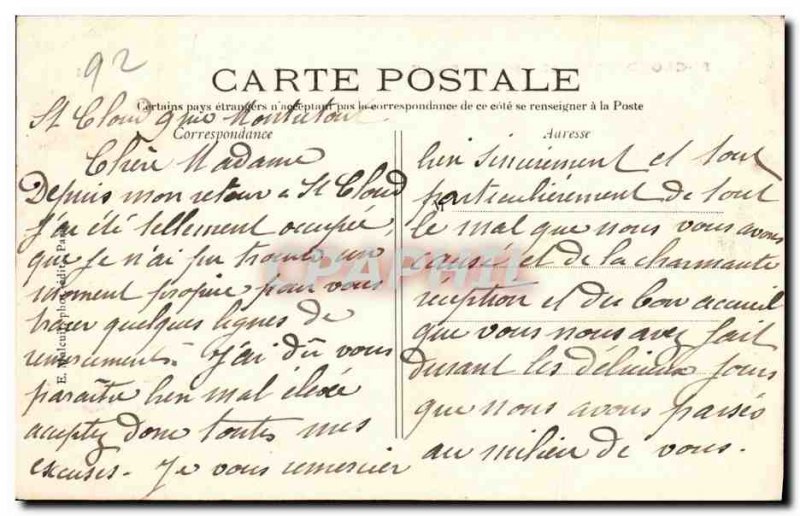 Old Postcard Parc De Saint Cloud Restaurant Blue Flag