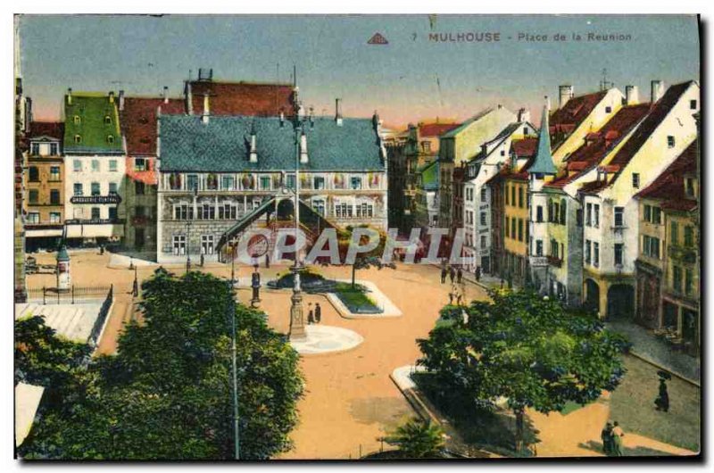 Old Postcard Mulhouse Place de la Reunion