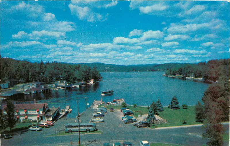 Postcard Sunapee Harbor, NH, MV Sunapee Pulling Out Of Harbor