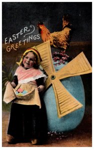 Easter Dutch Girl  Egg Windnill