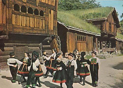 Setesdal Farm Farming House Folk Dance Dancing Norway Norwegian Photo Postcard