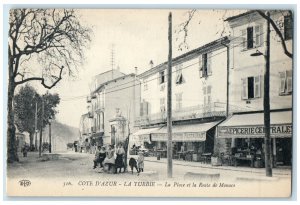 c1910 The Place And The Road Of Monaco Cote D’Azur La Turbie Postcard