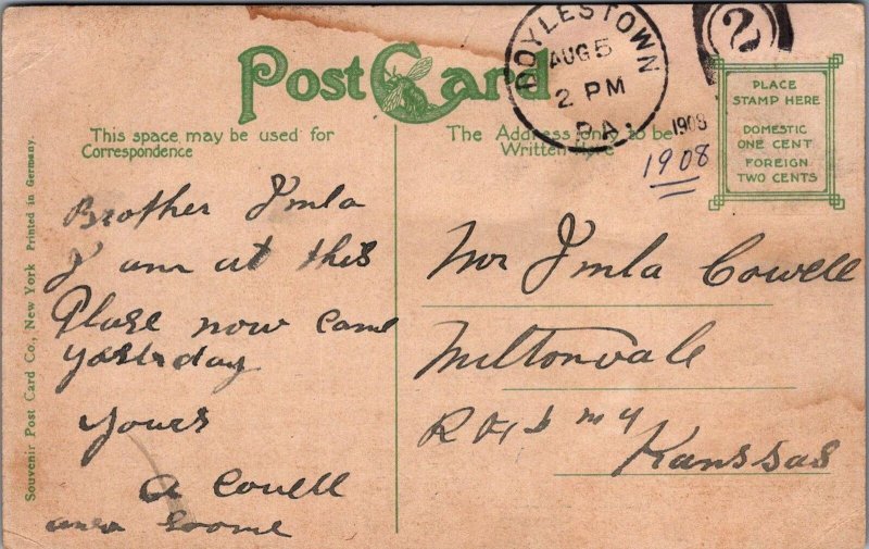 Postcard Fountain House Doylestown PA 1908