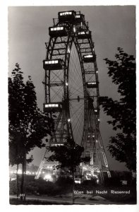 Real Photo, Vienna at Night Ferris Wheel, Amusement Park, Riesenrad, Germany