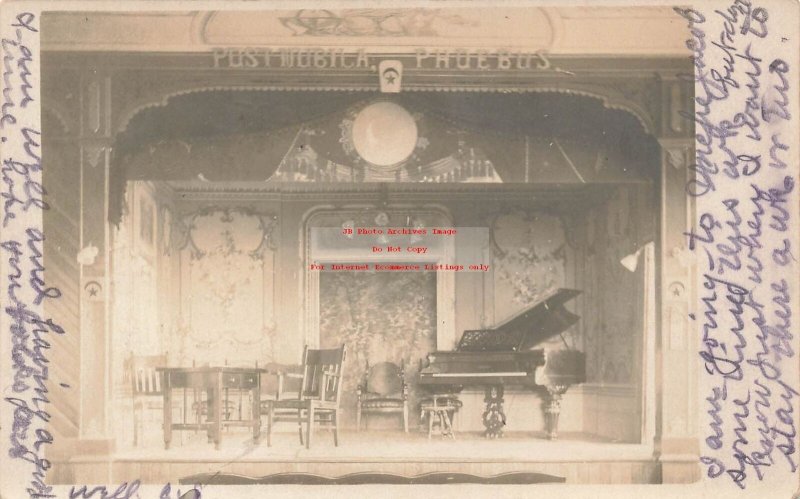 IN, Arcola, Indiana, RPPC, Theater Stage, 1907 PM, Photo