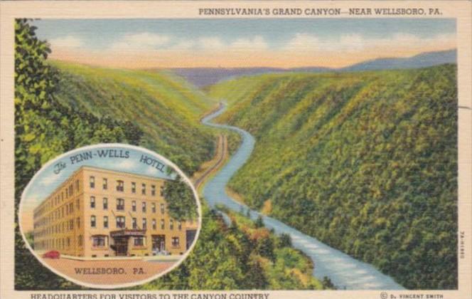 Pennsylvania Wellsboro The Penn-Wells Hotel 1947 Curteich