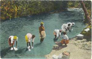 Women in River on Washing Day, Port Antonio, Jamaica,. Divided Back