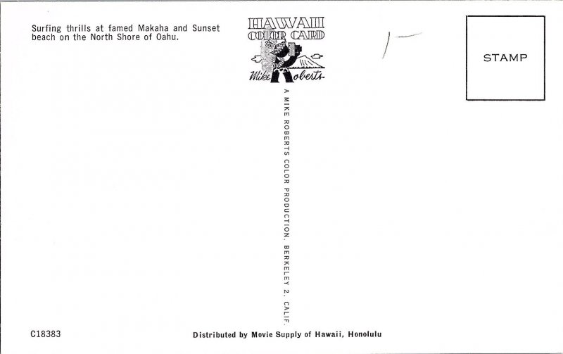 Big Waves Hawaii Surfing Postcard Makaha & Sunset Beach Oahu