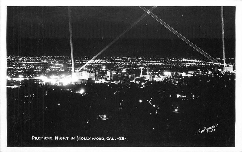 Aerial Premier Night 1940s Hollywood California RPPC real photo 10295 Plunkett