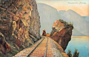 VOSSEBANEN NORGE NORWAY-RAILROAD TRACKS POSTCARD