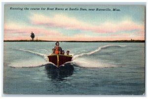 c1940's Running Course For Boat Races At Sardis Dam Near Batesville MS Postcard