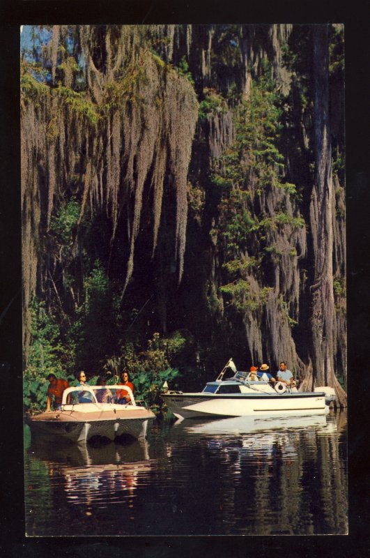 Florida/FL Postcard, Spanish Moss, Boating Along Florida's Rivers & Canals