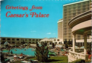 Greetings From Caesar's Palace Colorful Pool Area NV Postcard PC204