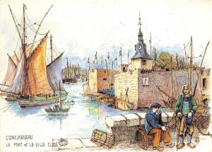 BR15357 Concarneau Le port et la ville close ship  Painting postcard   france