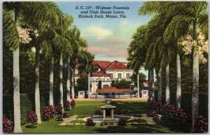 Miami Florida, 1941 Widener Fountain & Club House Lawn at Hialeah Park, Postcard
