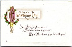 VINTAGE POSTCARD A JOYOUS CHRISTMAS DAY GREETINGS MAILED WILKES BARRE P.A. 1913