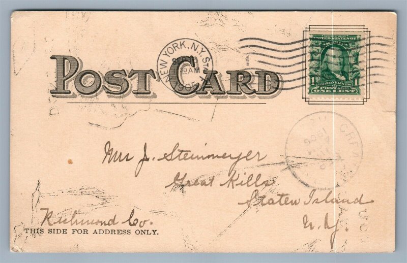 WHY YOU DON'T PLAY CARDS ANTIQUE POSTCARD w/ DEVIL