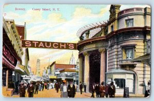 Coney Island New York NY Postcard Bowery Amusement Park Scene c1910's Antique