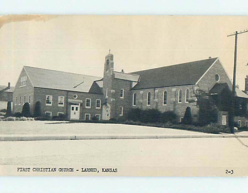 1960 rppc - FIRST CHRISTIAN CHURCH Larned Kansas KS L5374