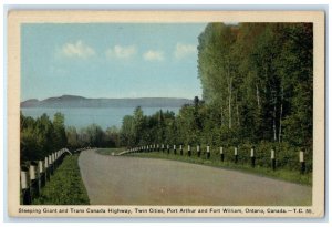 c1940s Trans Canada Hway Sleeping Giant Port Arthur Fort William Canada Postcard