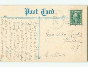 Pre-Linen new year WINTER SCENE ON BELL WITH PINE BRANCHES k5263