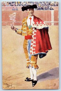 Bavaria Germany Postcard Matador in the Middle c1910 Oilette Tuck Art