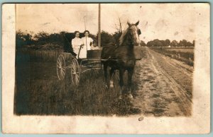 RPPC Horse and Buggy Women Drivers on Country Road 1910 DB Postcard H5