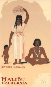 Serigraph Postcard; Mission Native Americans, Malibu, California, Sheehan 