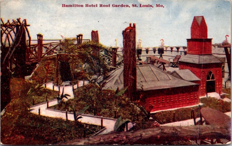 Postcard Hamilton Hotel Roof Garden in St. Louis, Missouri