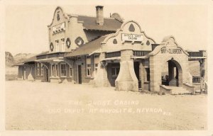 RPPC RHYOLITE Ghost Casino NEVADA Railroad Depot Nye Co. Vintage Photo Postcard