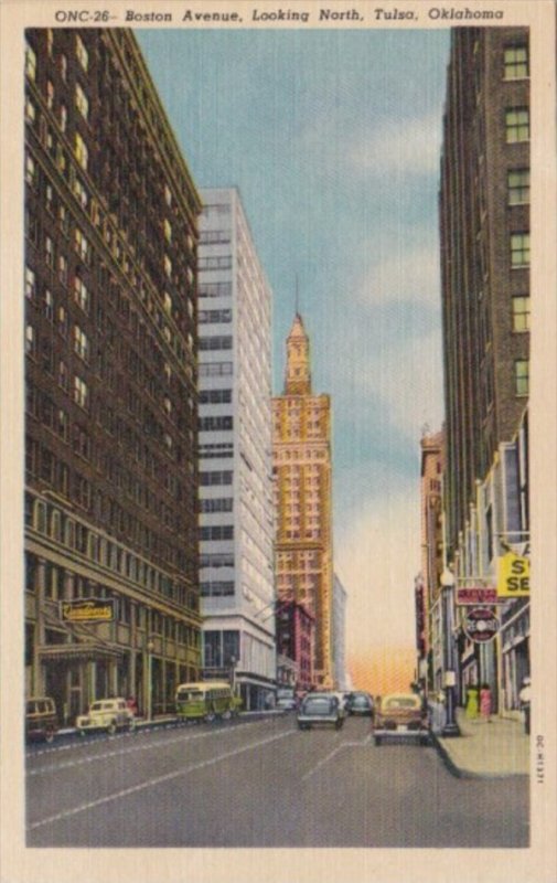 Oklahoma Tulsa Boston Avenue Looking North 1944 Curteich