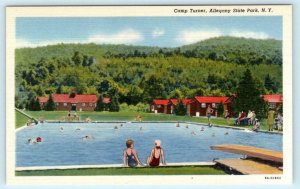 ALLEGANY STATE PARK, New York NY ~ Pool CAMP TURNER Cattaraugus County Postcard