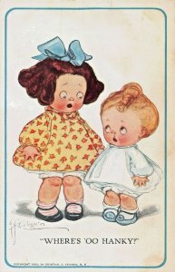 WHERE'S 'OO HANKY?-YOUNG CHILDREN~1909 ARTIST GRACE WIEDERSEIM POSTCARD