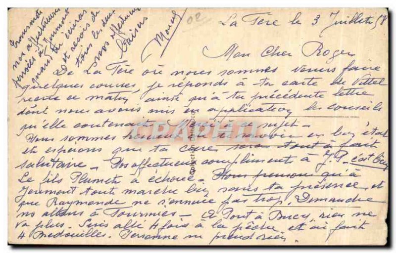 Old Postcard La Fere Aisne Marshes Society of Fishing