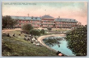 Hand Colored  Jeanette & Hospital National Military Home  Kansas  Postcard