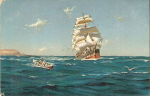 Off Valparaiso, by Th. SomerscalesFine art, painting, Stengel postcard # 29255