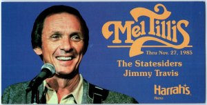 8 Oversized 1980s Reno NV Harrah's Mel Tillis Statesiders Postcard J. Travis 1T