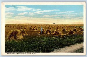 c1910's Wheat Field Near Fergus Falls Minnesota MN Farming Antique Postcard