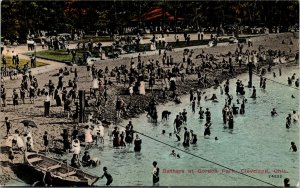 Postcard OH Cleveland Bathers at Gordon Park Boat on the Shore ~1910 B7
