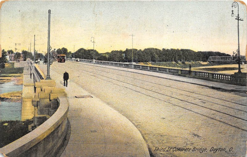 Dayton Ohio 1910 Postcard Third Street Concrete Bridge